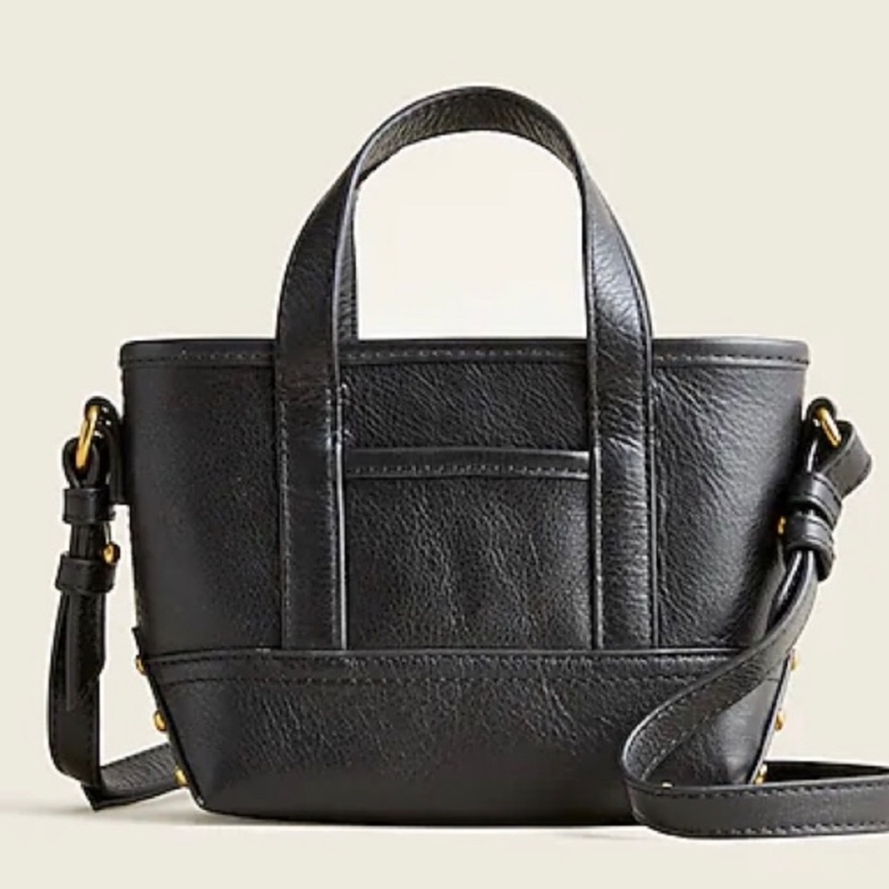 J.Crew Mini Montauk crossbody tote bag in Black Leather